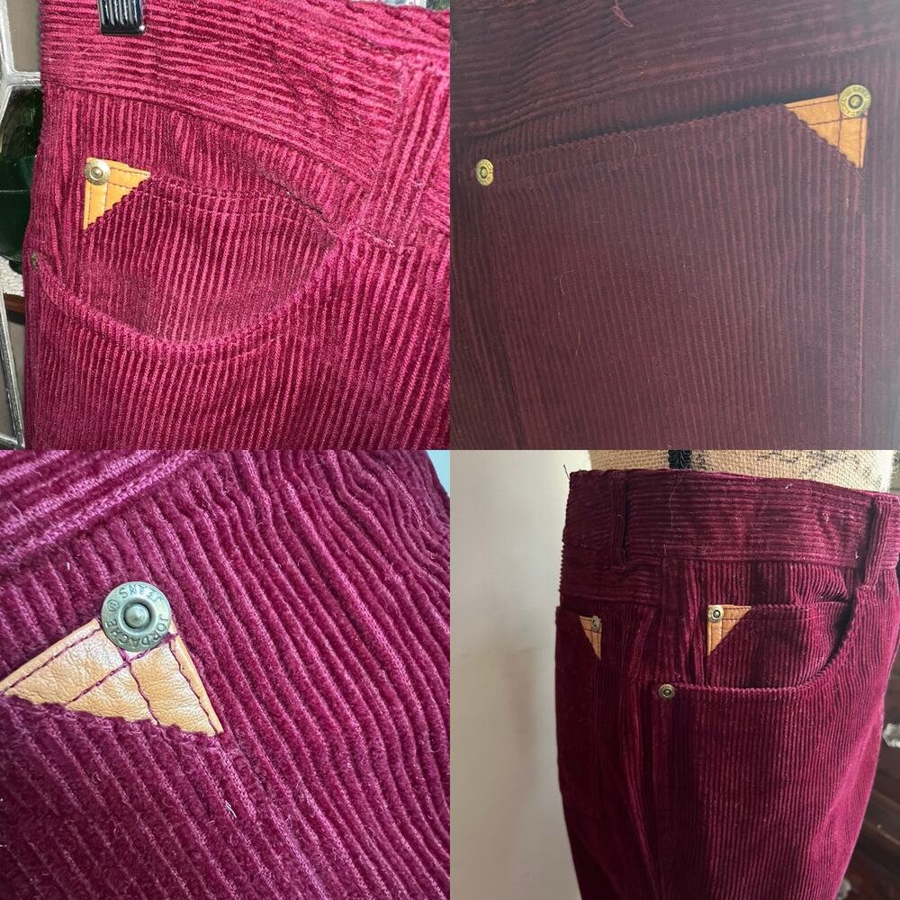 Vintage Jordache Corduroy Pants Cranberry High Rise Bootcut 32L - Picture 14 of 17